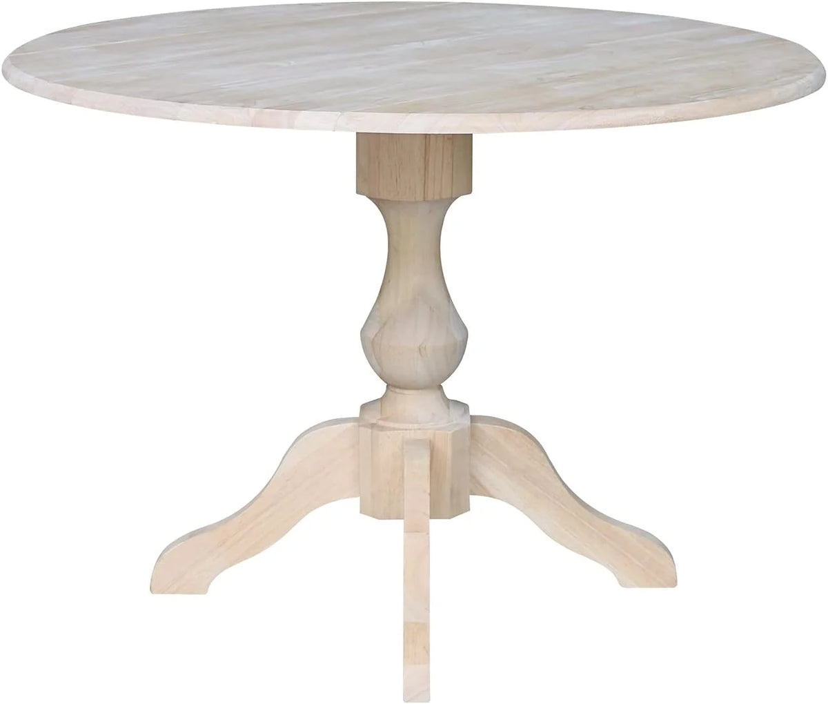 Round Dual Drop Leaf Pedestal Dining Table, Unfinished F5372