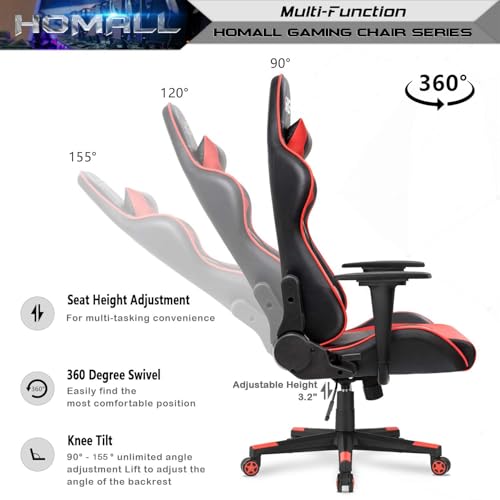 White Ergonomic Leather Gaming Chair with Headrest and Lumbar Support E632568