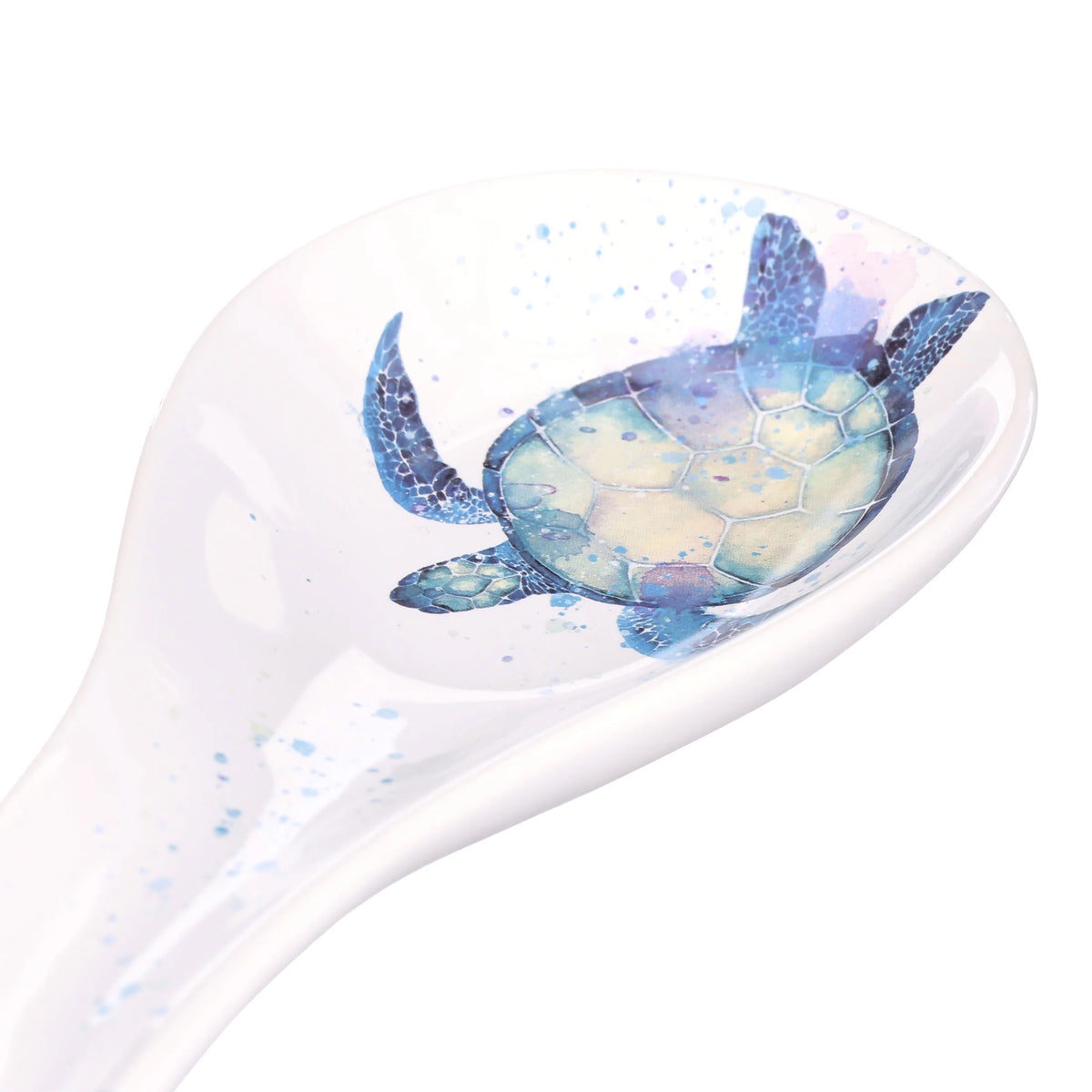 Teal Blue White Ceramic Sea Turtle Spoon Rest Q528