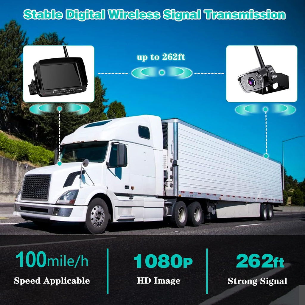 Wireless Backup Camera with 7 Inch Monitor, IP69 Waterproof, Support 2 Cameras Y45096