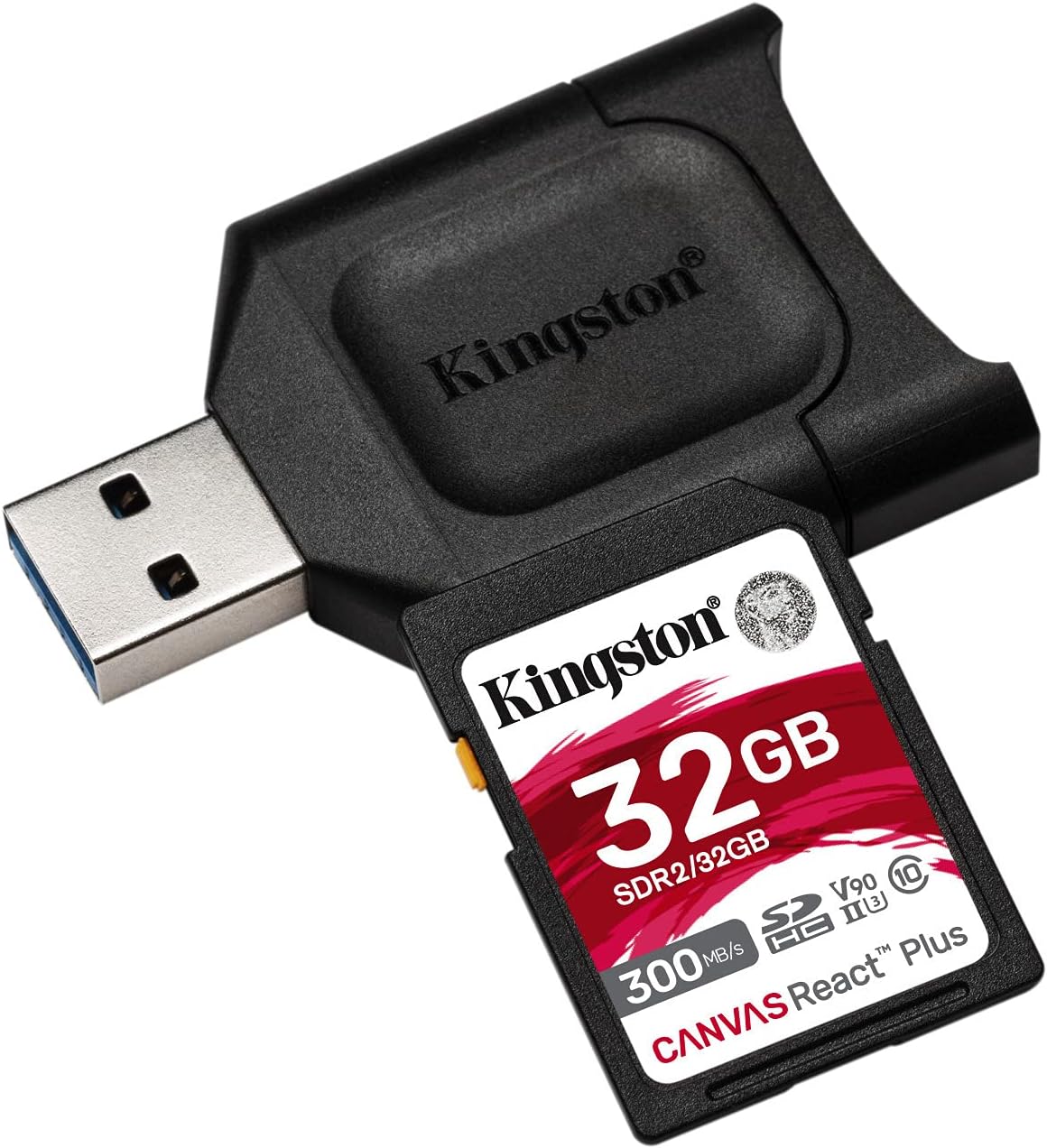 32GB Canvas React Plus V90 UHS-II SDXC Card with SD Card Reader and Memory Case Bundle (3 Items) K9800