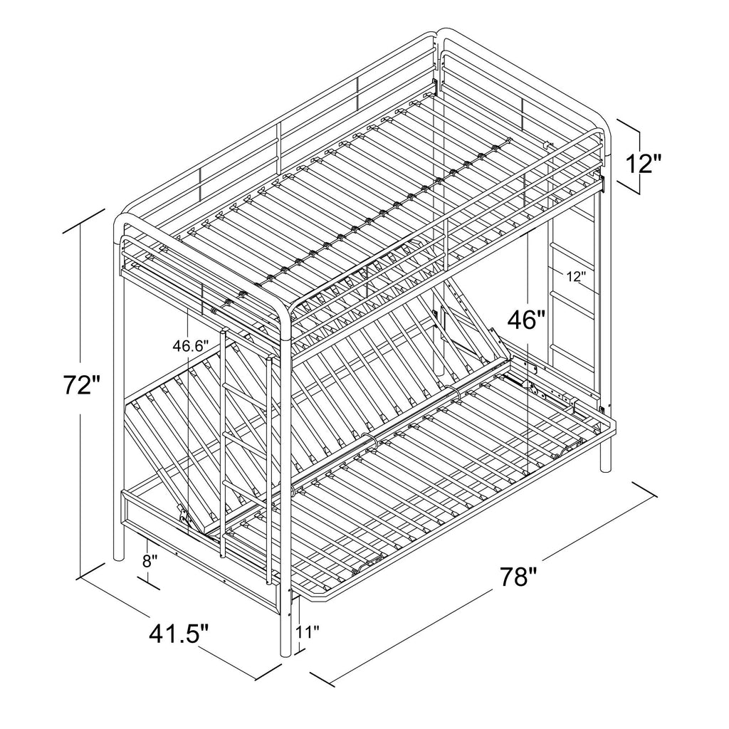 Black Twin over Futon Metal Bunk Bed T374200
