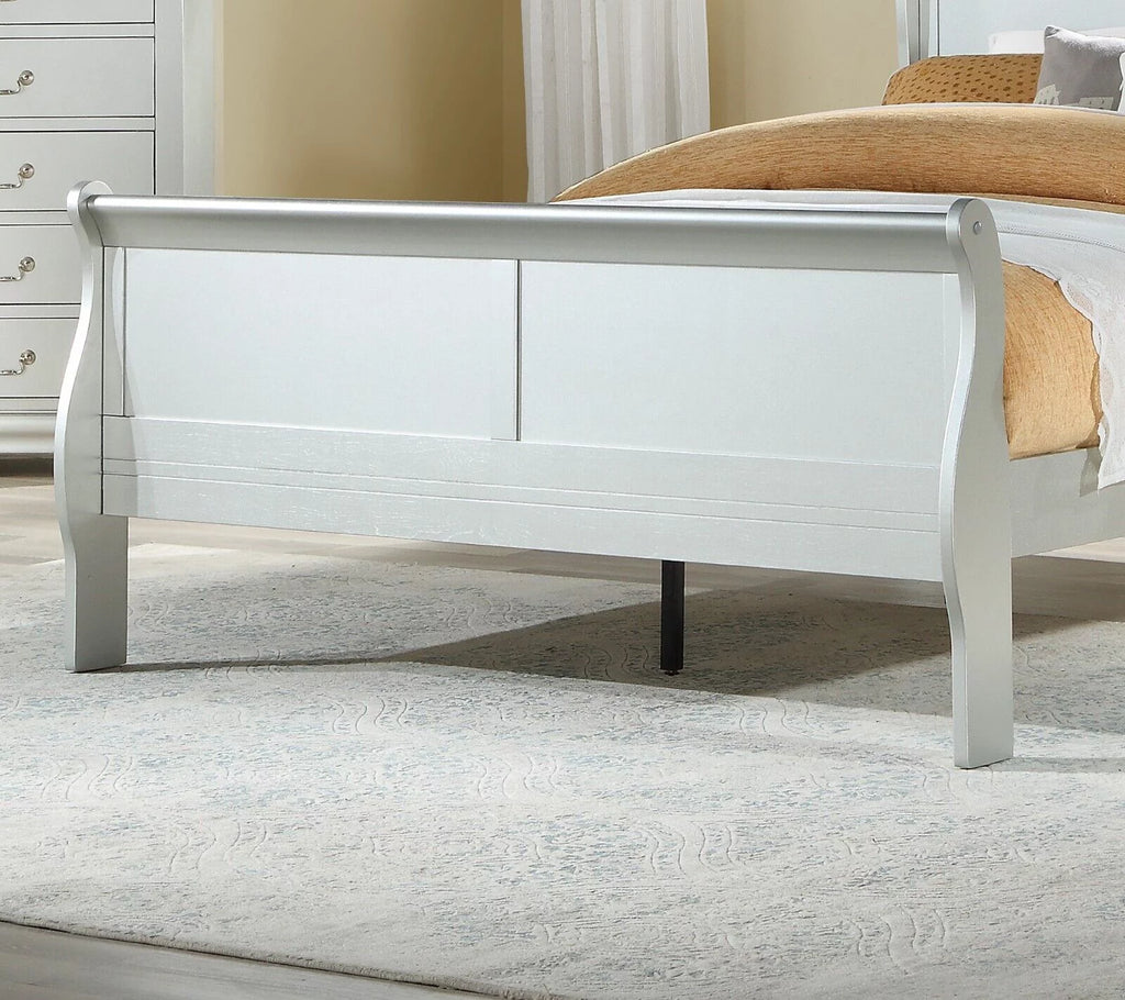 Full Sleigh Panel Bed Platinum Finish Wooden O24199