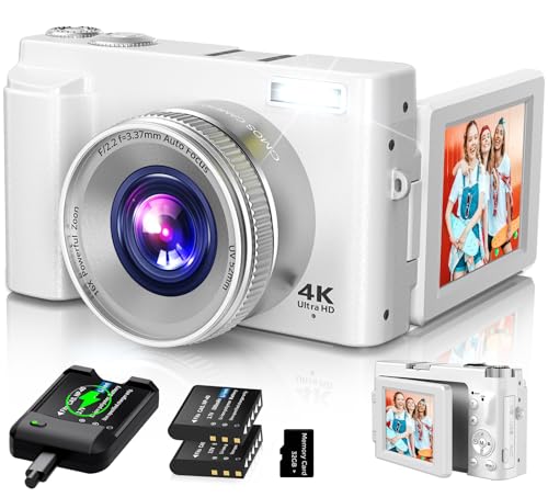 4K 48MP Compact Digital Camera with 16X Zoom, Black H340