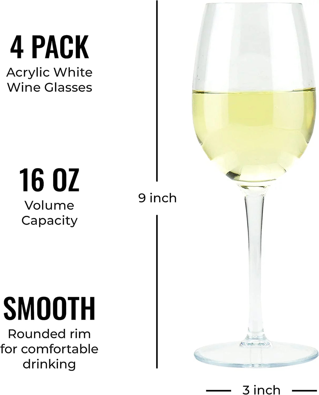 Unbreakable White Wine Glasses, 4 Pack J3840