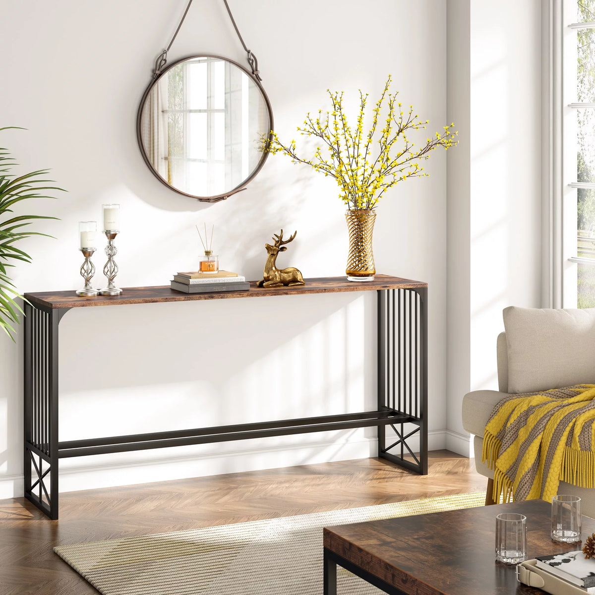 70.9 inch Sofa Console Table Rustic Brown R250