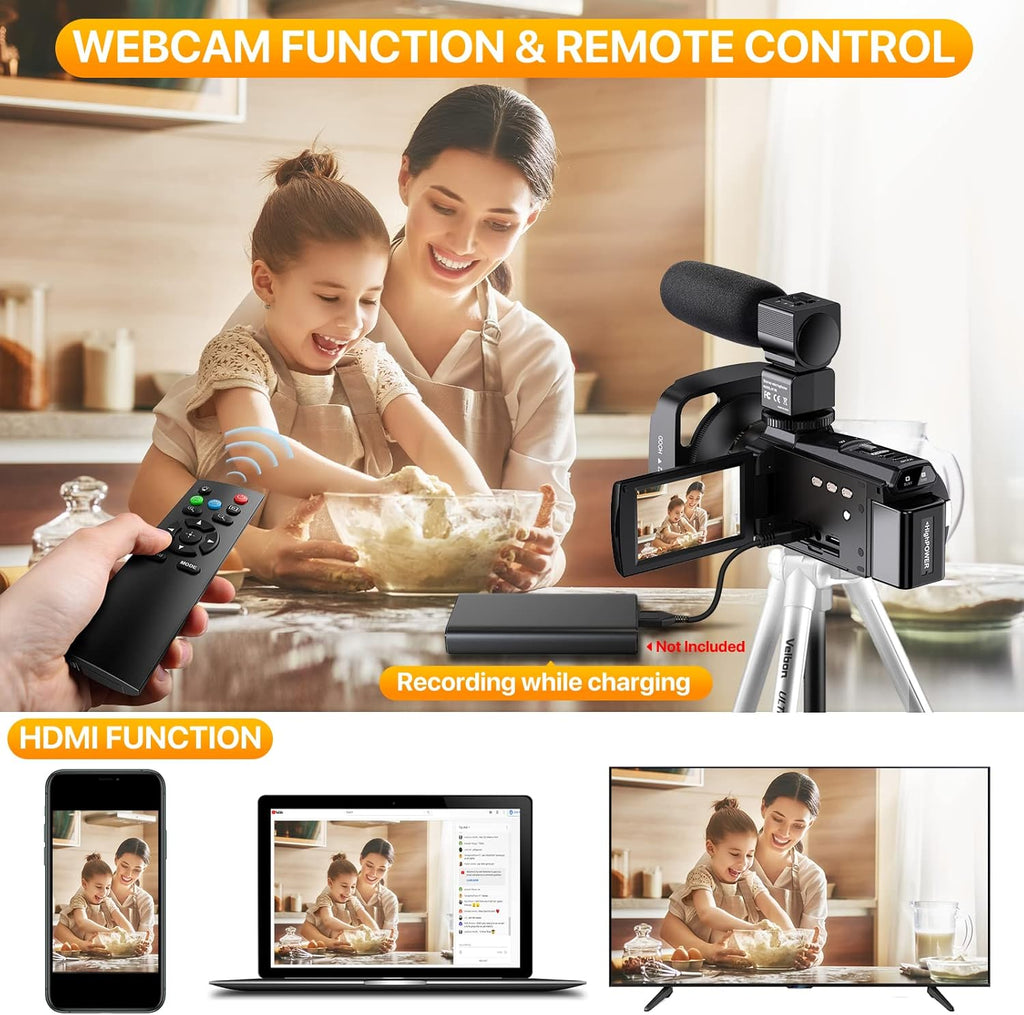 4K Camcorder UHD WiFi IR Night Version 48MP 30FPS 16X Digital Zoom 3 Touch Screen Camera U478763