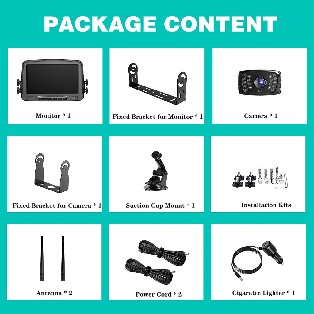 Wireless Backup Camera with 7 Inch Monitor, IP69 Waterproof, Support 2 Cameras Y45096