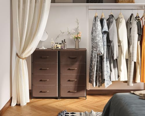 Dark Grey 4 Drawer Fabric Dresser with Wood Top F550