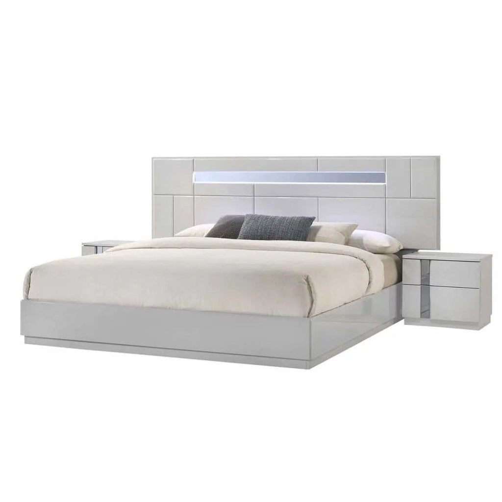 5-Piece Gray Lacquer King Size Bedroom Set U6654