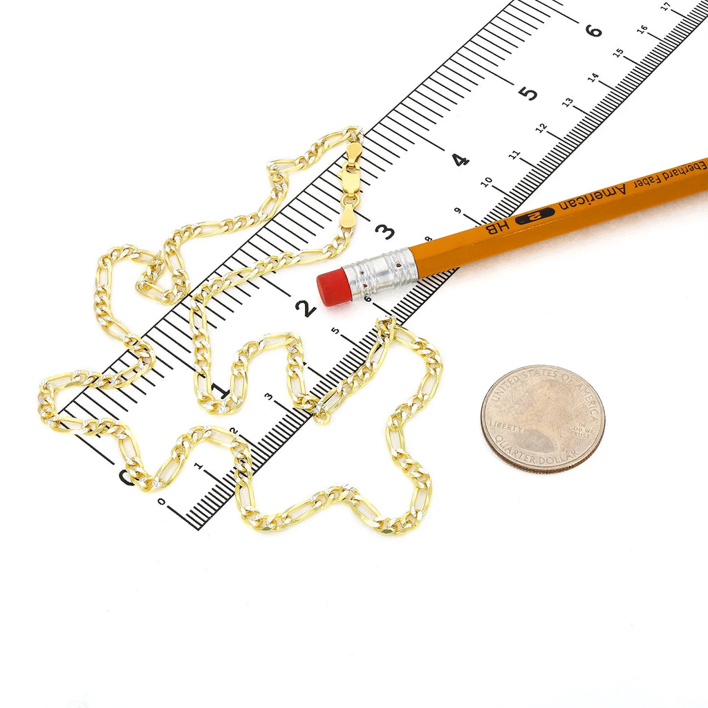 18K Gold Over Silver Diamond-Cut Figaro Chain Necklace W227