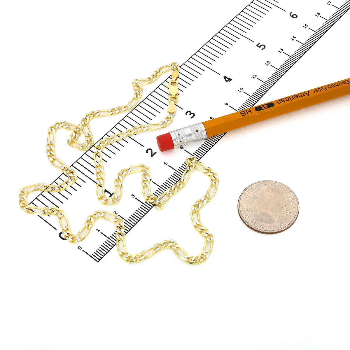 18K Gold Over Silver Diamond-Cut Figaro Chain Necklace W227