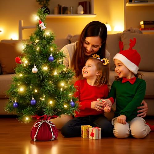 Mini Artificial Christmas Tree 22 Inch with 35 Warm White Lights M32729