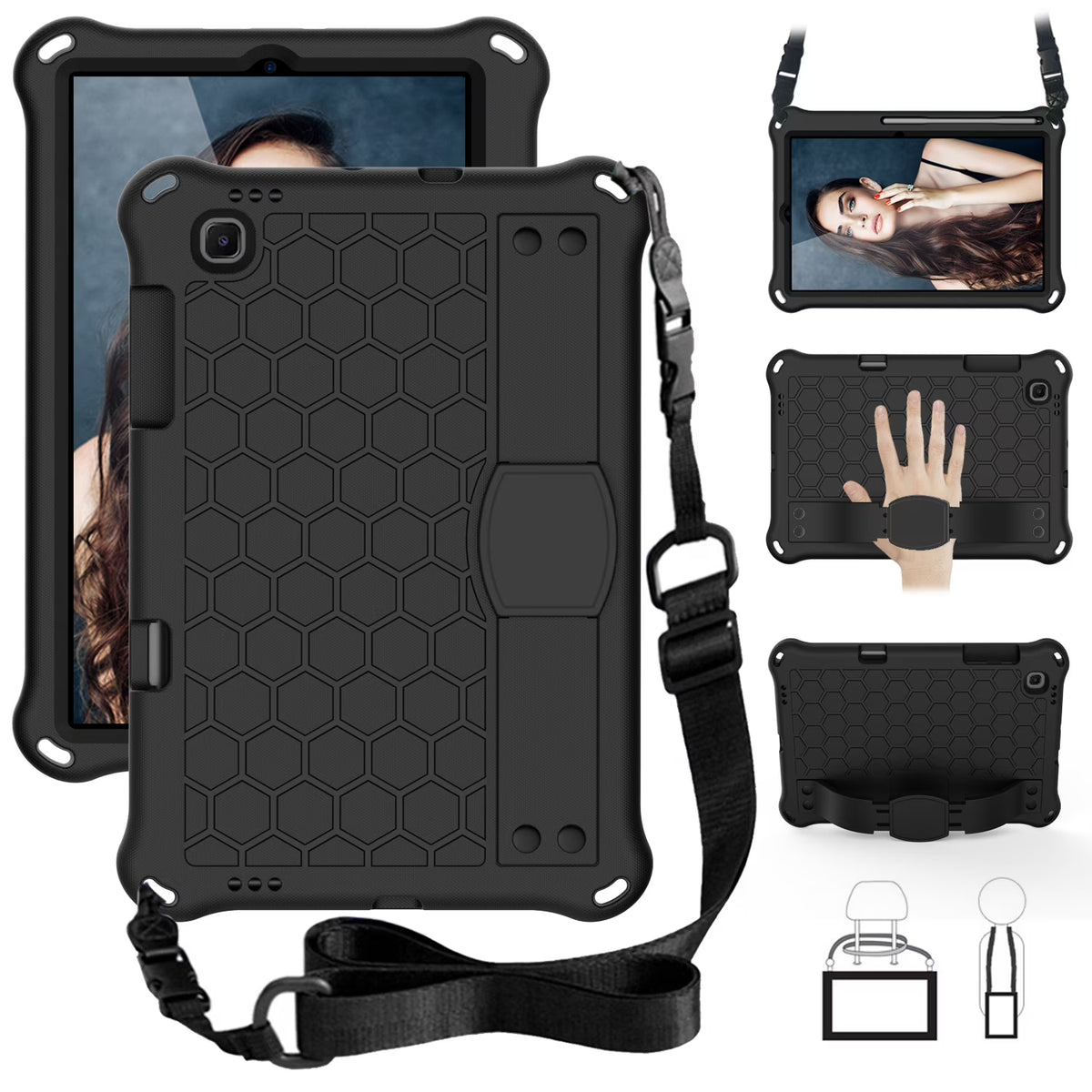 Black EVA Foam Rugged Shockproof iPad 9.7 Case with Pencil Holder T5144