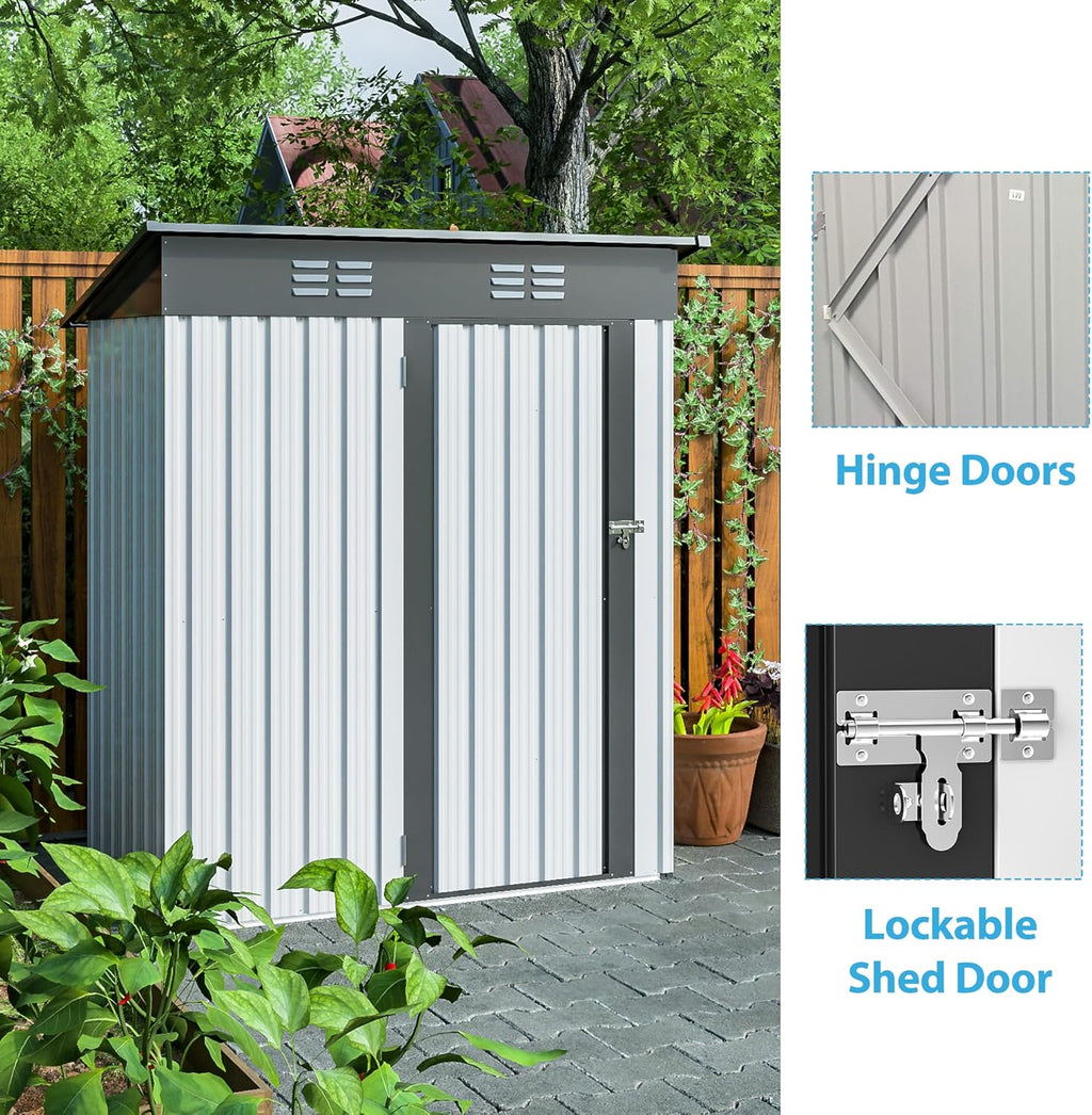 Metal Storage Shed 5x3 FT with Lockable Doors S68834