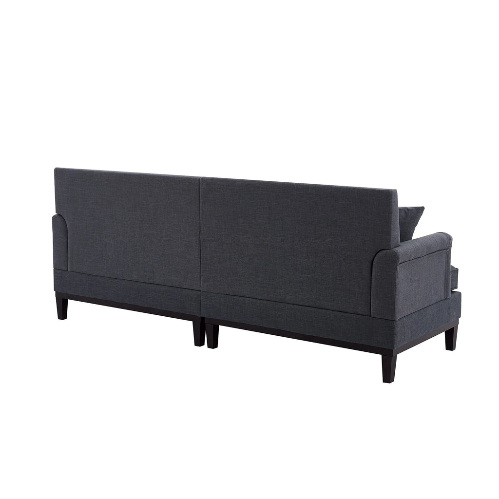 Black Upholstered Loveseat with 2 Pillows and Metal Legs H32863