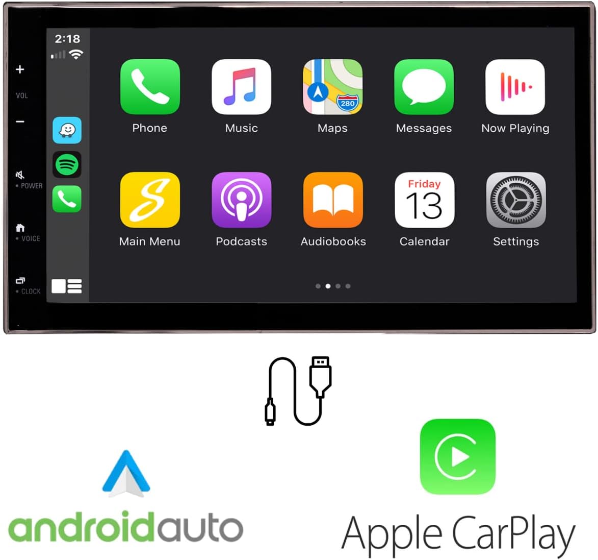 Double Din Radio Kit with Touchscreen, CarPlay, Android Auto, Bluetooth M524