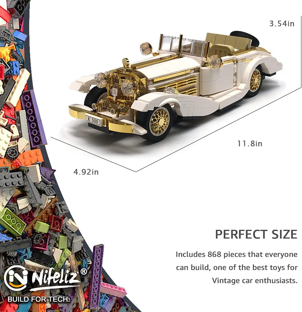 868 Pcs 1:14 Scale Retro Car Building Blocks Set H7591