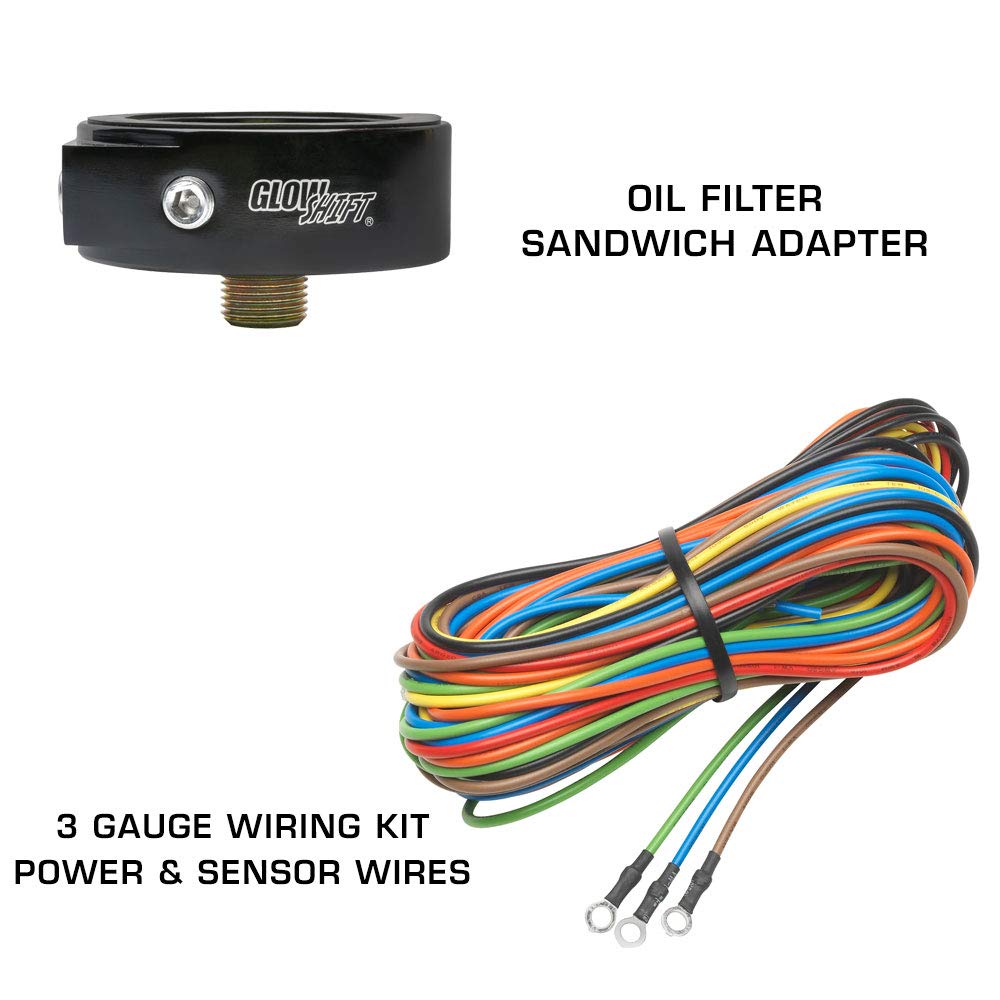 Black 7 Color 100 PSI Oil Pressure, Water Temperature & Volt Gauges with Triple Pillar Pod D233