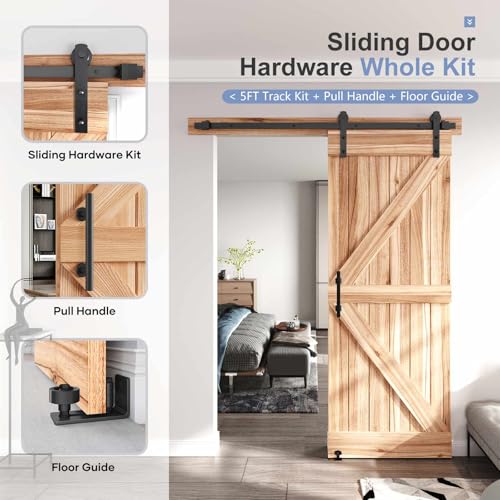 12 FT Double Sliding Barn Door Track and Handle Hardware Kit A2483