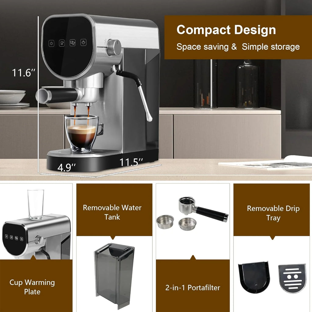 20 Bar Espresso Machine with Milk Frother Wand U609