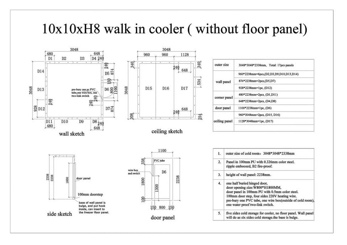 Walk-In Refrigerator Cooler Box NSF J80861