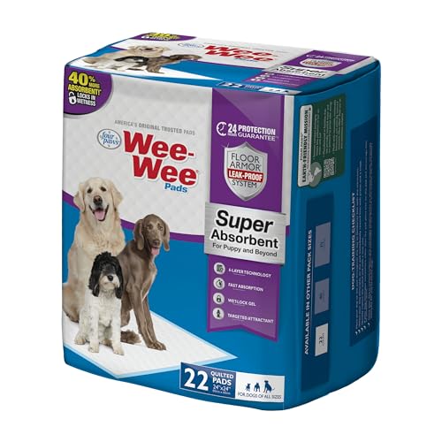 Super Absorbent Unscented Quilted Pee Pads, 24" x 24" (22 Count) Z640