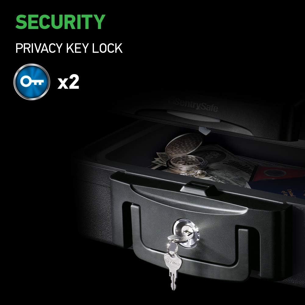 Fireproof Waterproof Box with Key Lock, 0.17 Cubic Feet, Black, Pack of 2 N1005