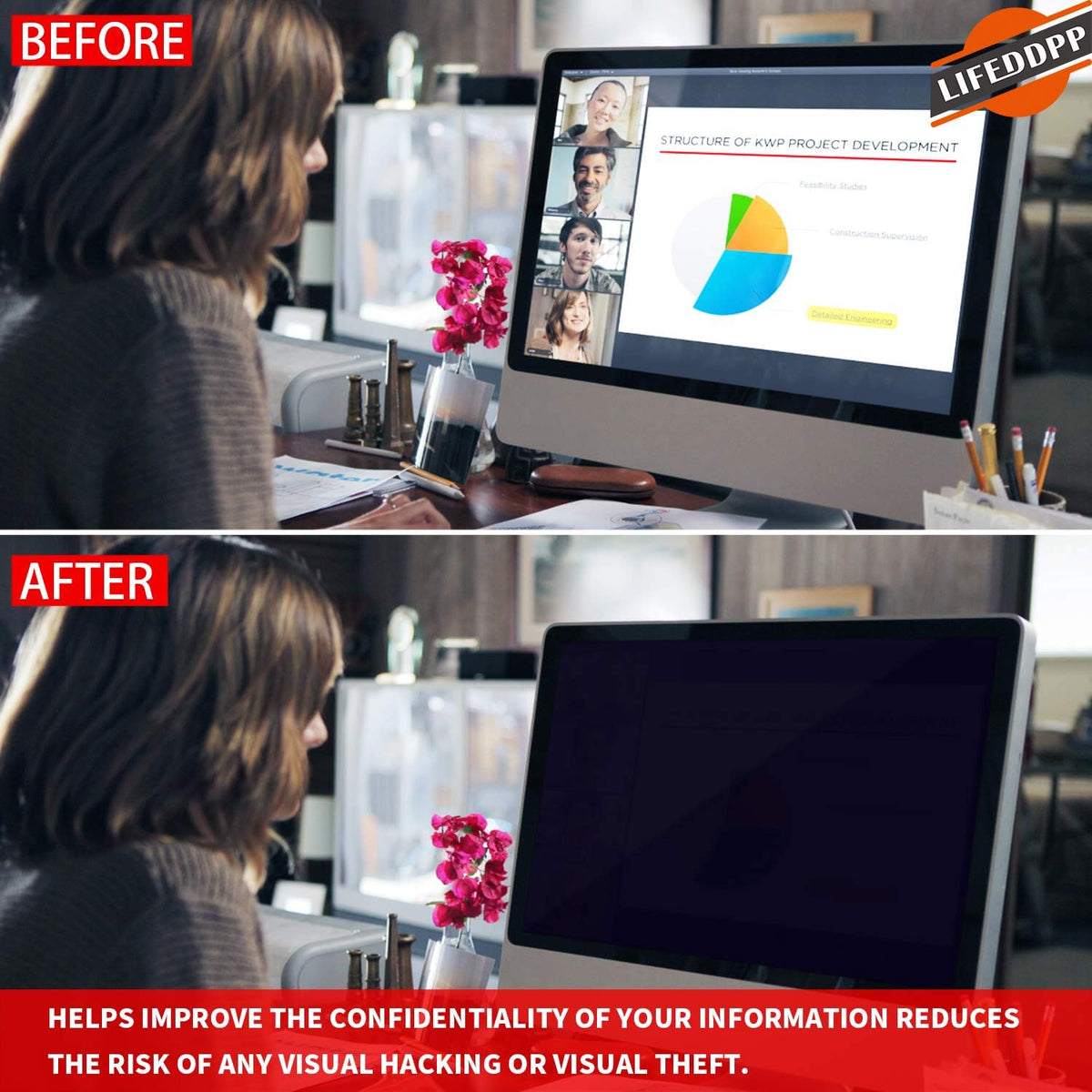 23.8 Inch Anti-Glare Privacy Screen Filter for 16:9 Monitor, Pack of 2 B375