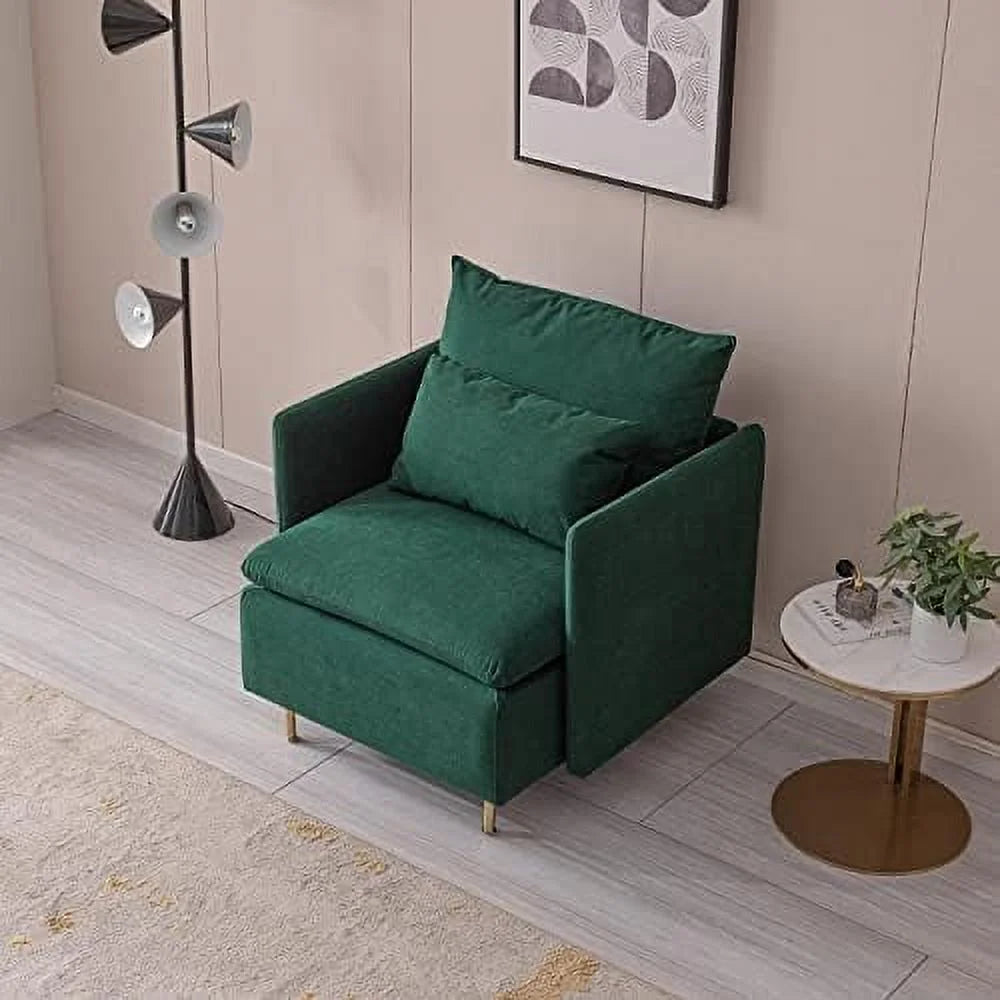 Yellow Linen Fabric Accent Armchair with Pillow I740296
