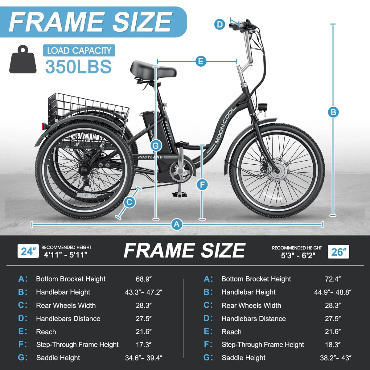 Electric Tricycle with Removable Lithium Battery U5686