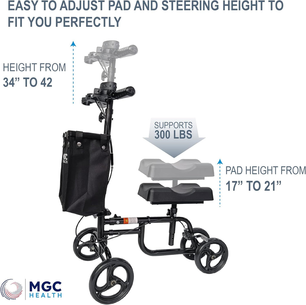 Knee Walker Steerable Leg Scooter with Dual Brakes H472