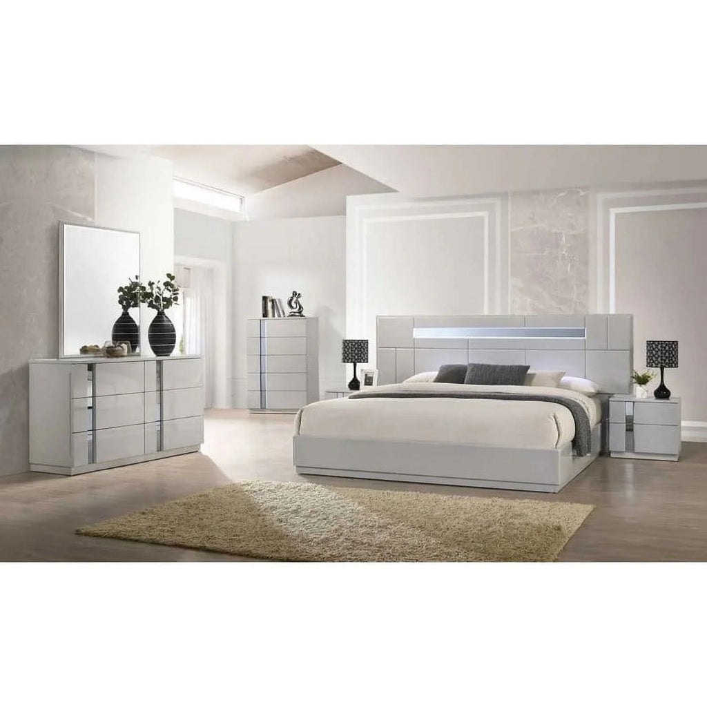5-Piece Gray Lacquer King Size Bedroom Set U6654