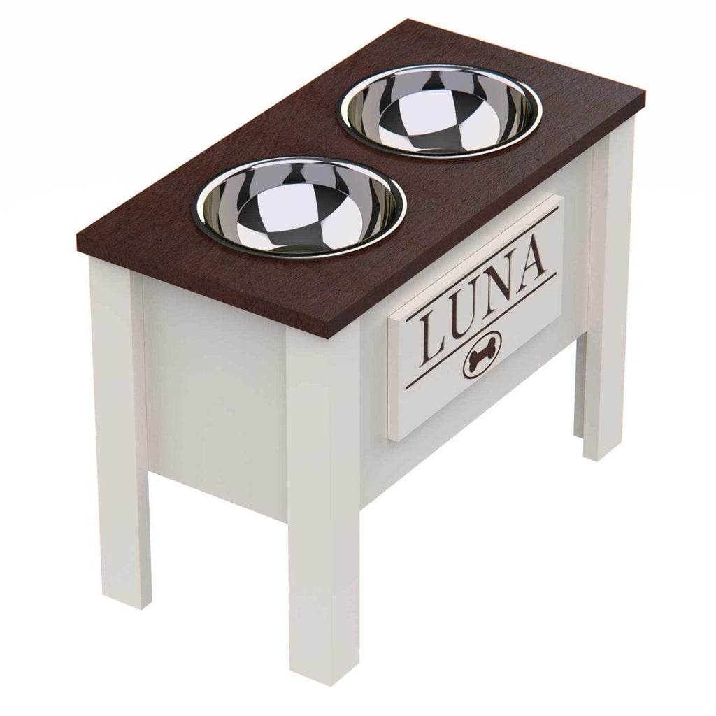 Personalized Elevated Dog Bowl Stand with Internal Storage L30991