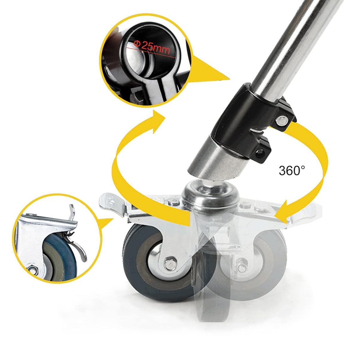 3PCS Swivel Caster Wheels Set All Metal Rubber Wheels R9770