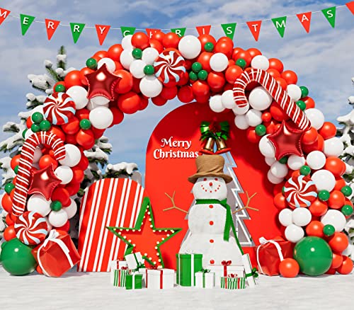 Christmas Balloon Garland Arch Kit with Green Red White Candy Balloons L5136