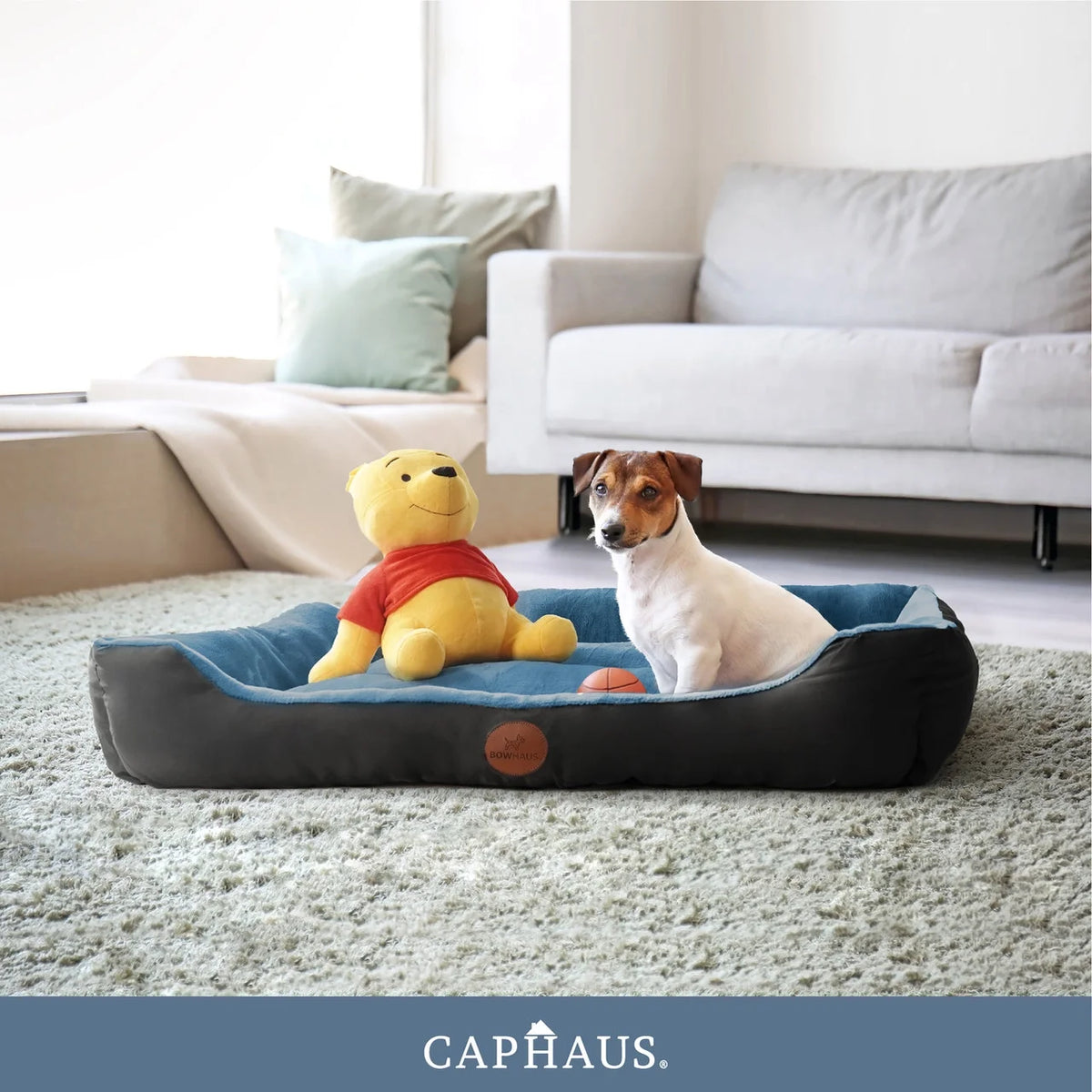Blue Brown Gray Dog Bolster Couch Bed Z6057