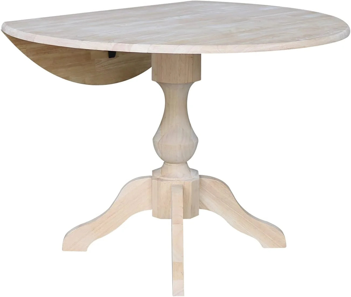 Round Dual Drop Leaf Pedestal Dining Table, Unfinished F5372