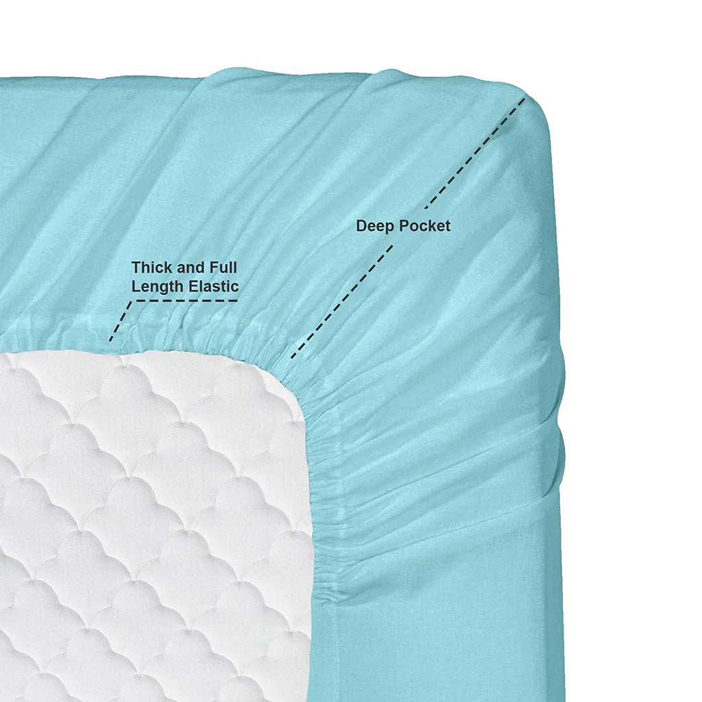 6 Piece Full Microfiber Bed Sheet Set with Extra Pillowcases, Deep Pockets Fitted Sheet, Aqua Light Blue A620718