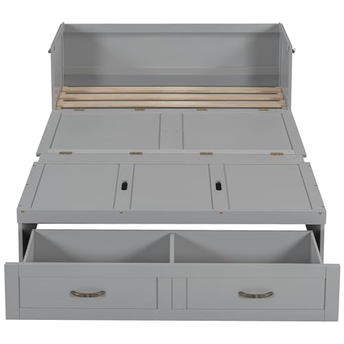 Full Size Murphy Bed Chest with USB Charging Station and Storage Drawer C4875