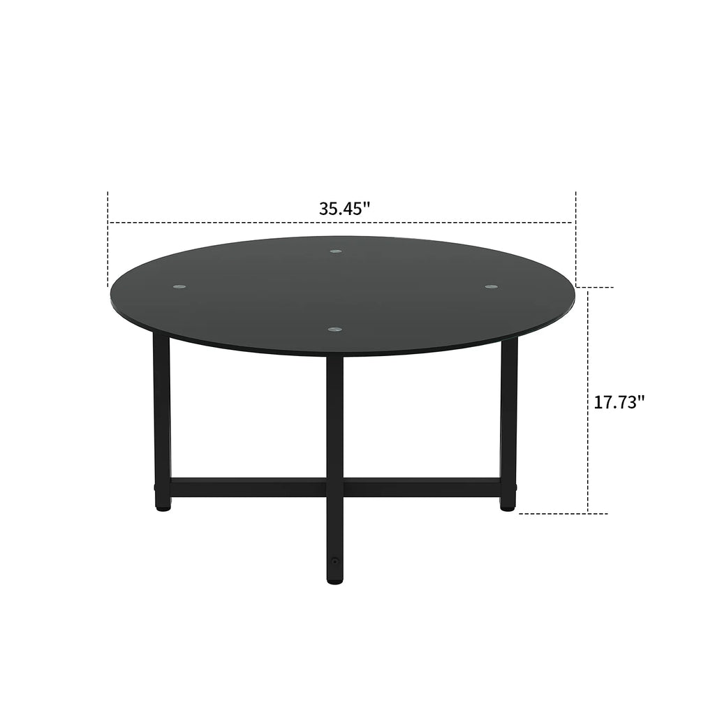 Round Glass Coffee Table with Metal Base Q42437