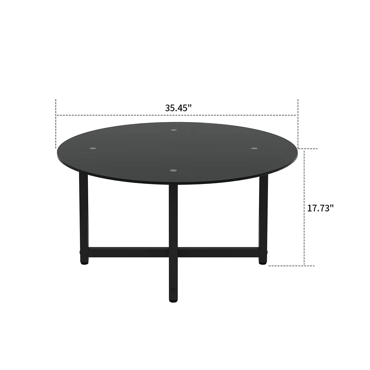 Round Glass Coffee Table with Metal Base Q42437