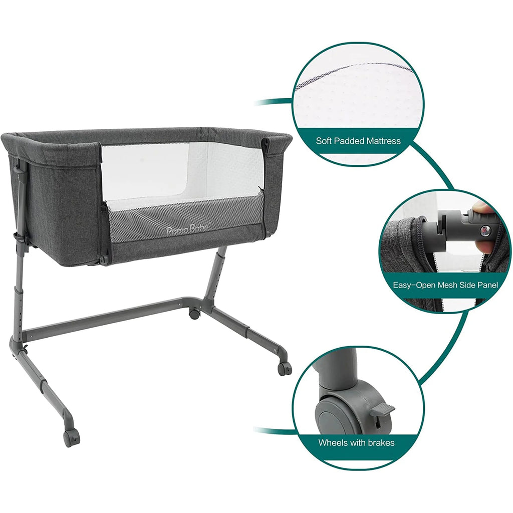 Grey Bassinet with Wheels and Folding Frame H93844