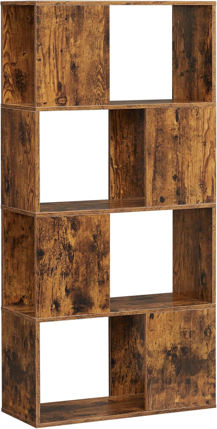 Rustic Brown Bookcase with Open Closed Shelf T768576