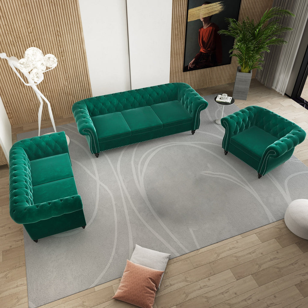 Green 3 Piece Sofa Set A466