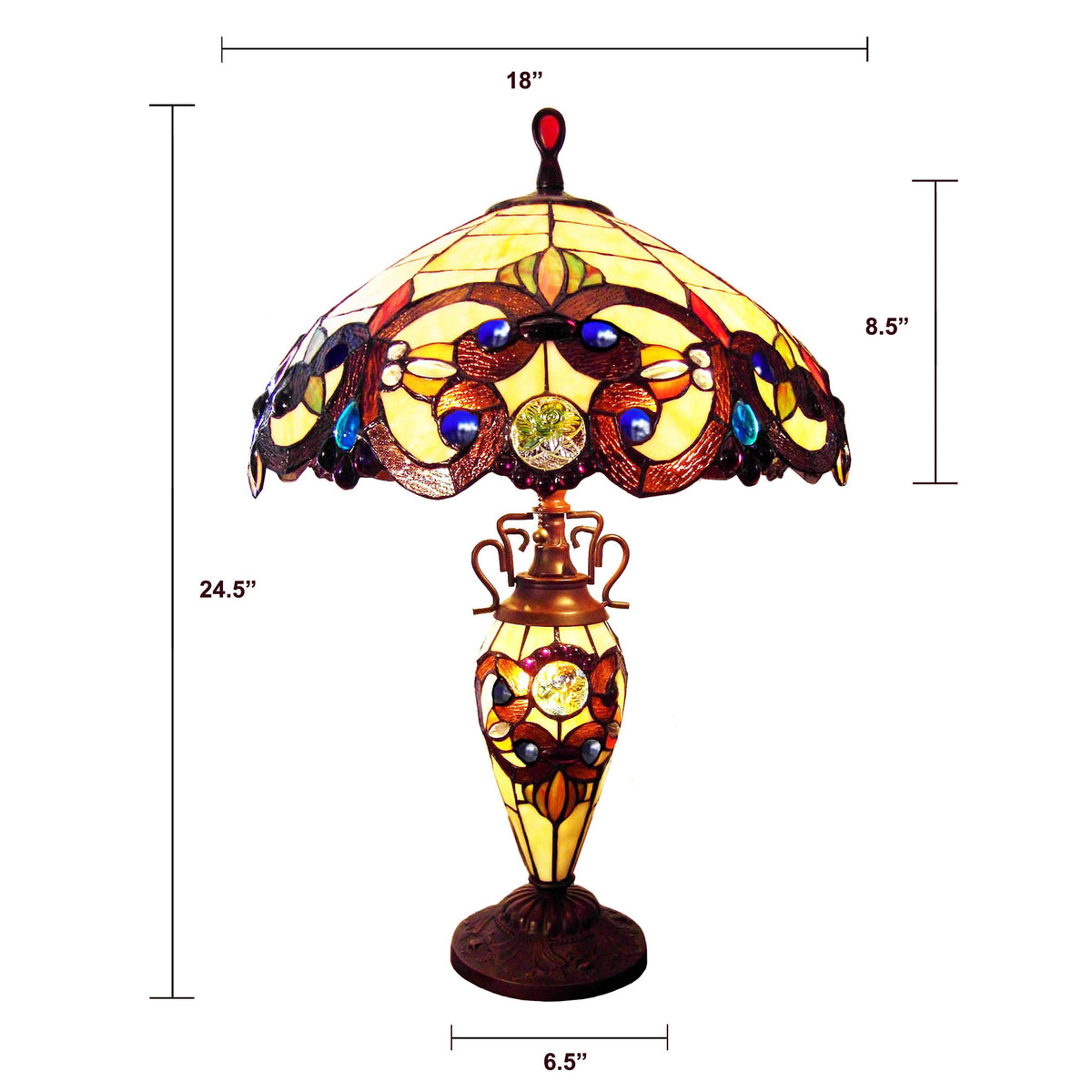 Victorian Tiffany-Style 3 Light Table Lamp 18" Wide J549007