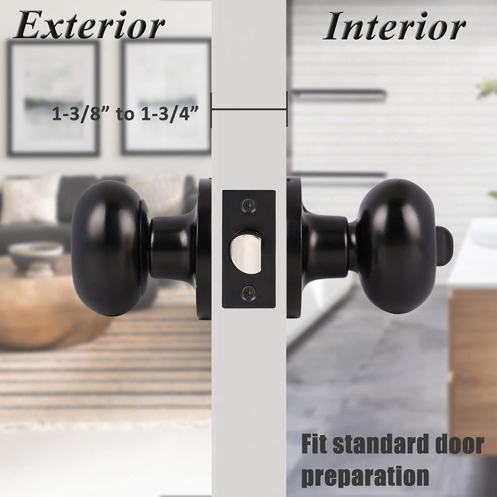 5 Pack Black Door Knobs Privacy Locks U1532