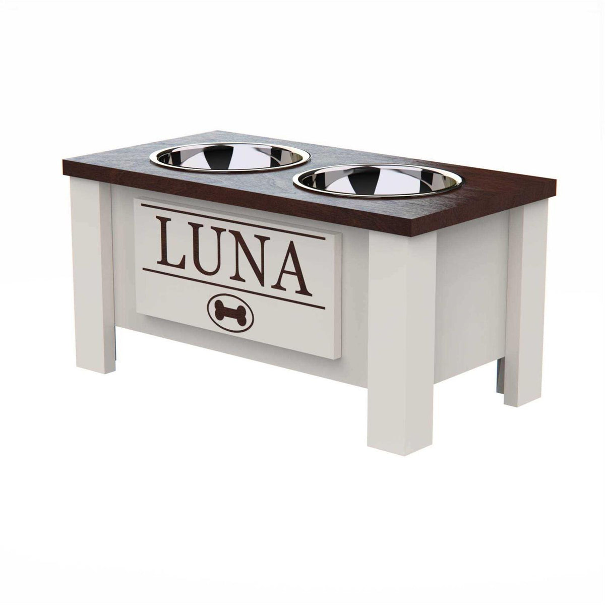 Personalized Elevated Dog Bowl Stand with Internal Storage L30991