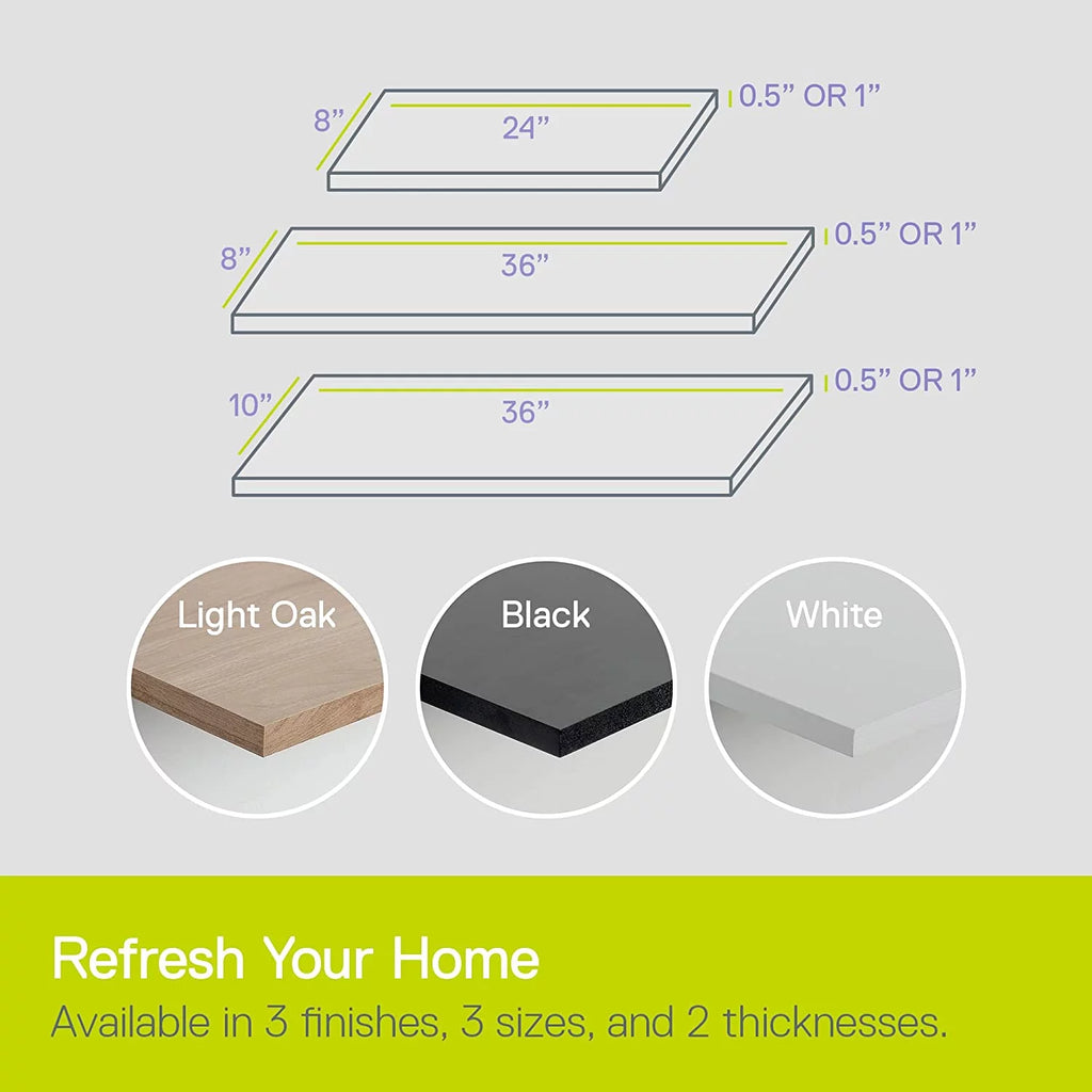 White Reforested Wood Floating Wall Shelves 2 Pack U540