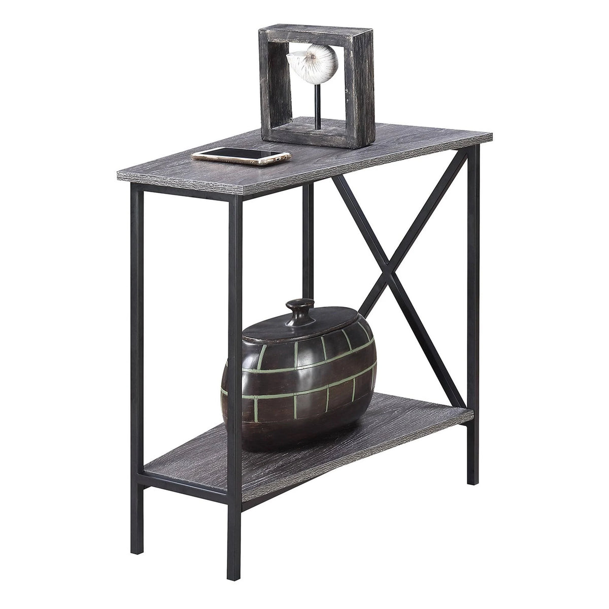 White Wedge End Table W92518